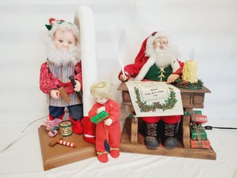 Vintage Christmas Holiday Corded Motion Decorations & Porcelain Holiday Doll