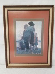 Vintage MCM Framed Wall Art Print Of 'Clouds At Sunset' 1864 By Telemaco Signorini