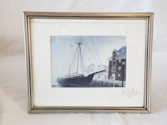 Small Framed Pencil Signed Nautical Art Print