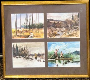 Signed Print Watercolors Of Four Hunt Scenes By Well Known Artist Chet Reneson