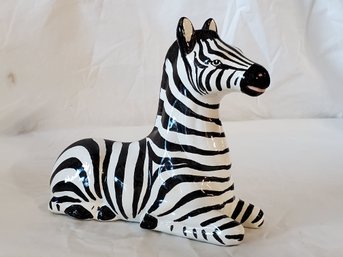 Cute Vintage Pottery Black & White Zebra Figurine