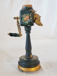 Vintage Reuge Boars Head Pepper Mill Hand Painted Music Box - Missing Finial & For Repair