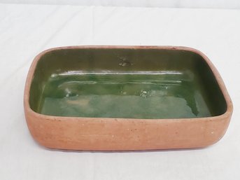 Vintage Haeger 3832 USA Terracotta Green Glzed Oblong Pottery Planter