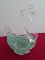 Glass Swan Trinket Dish