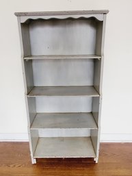 Cute Vintage Gray Painted Small Wood Bookshelf