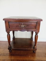 Small Vintage Solid Wood End Table With Drawer - Nice Project Rehad Piece