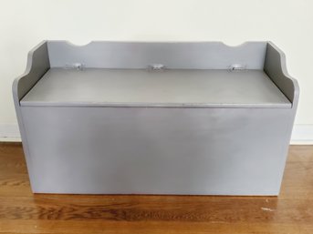 Vintage Wood Gray Painted Toy / Storage Box Bench Seat With Hinged Lid