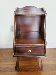 Small Vintage Solid Dark Wood End Table - Needs TLC - Nice Project Piece