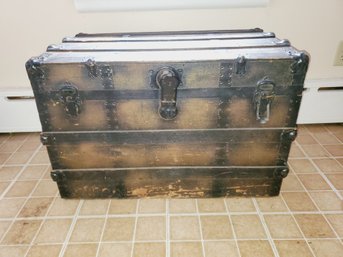 Antique Wood & Metal Steamer Trunk