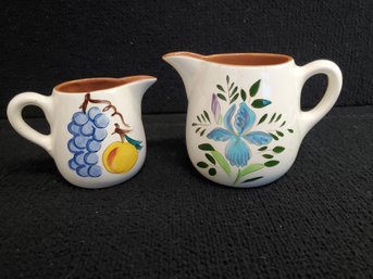 Two Vintage Stangl Hand Painted Pottery Pitchers