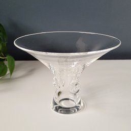 Mid Century Steuben Crystal Thumbprint Trumpet Vase