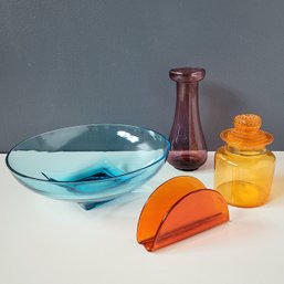 Vintage Mid Century Colored Glass Lot