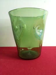 Mid Century Large Vase Smokey Green Tint