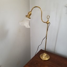 26' Vtg Brass Desk Or Table Lamp - It Works