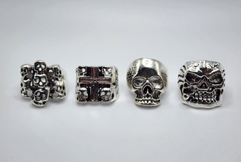 Lot Of 4 Men's Novelty Skull Rings