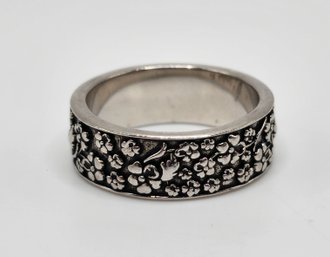 Cute Floral Sterling Silver Band Ring