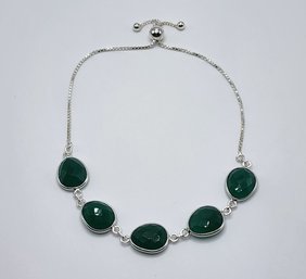 Green Onyx Bolo Bracelet In Sterling