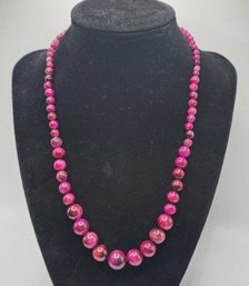 South African Pink Tigers Eye Beaded Necklace In Stainless