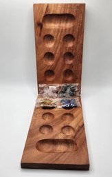 Mancala Wooden Game With 40 Gemstone Tokens