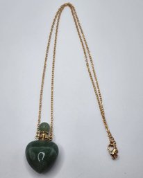 Green Aventurine Perfume Necklace In Gold Tone