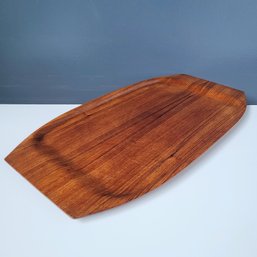 Large 60s Swedish Bent Teak Wood Serving Tray