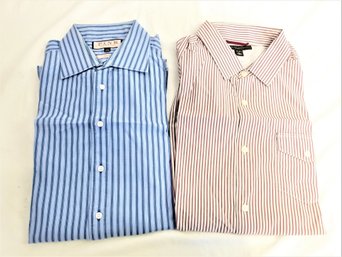 Men's Slim Fit BANANA REPUBLIC And THOMAS PINK Striped Button Down Shirts Size L