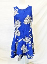 VINCE CAMUTO Blue Floral Ruffled Sleeveless Sheath Dress  Size 6