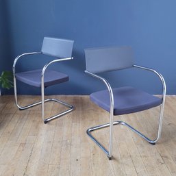 Pair Authentic Knoll Cantilevered Side Chairs