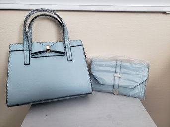 Adorable Blue Purse & Matching Clutch Set-New