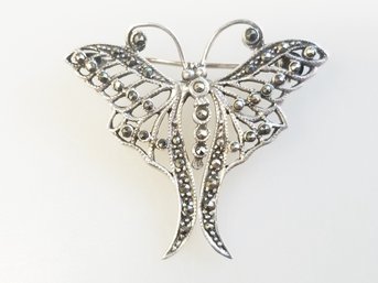 Sterling Silver & Marcasite Butterfly Brooch