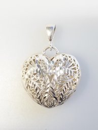 Puffy Sterling Silver Filigree Puffy Heart Pendant