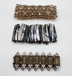 3 Vintage Stretch Bangle Bracelets