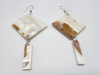 Pair Of Handcrafted Mother Of Pearl Earrings In Sterling
