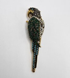 Multi-Color Austrian Crystal Parrot In Gold Tone
