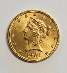 1901 Liberty Head $10.00 Eagle .900 Gold (Motto Above Eagle)