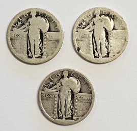 3 SILVER Standing Liberty Quarters Stars Below Eagle 1917-1930