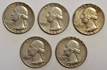 5 1964 SILVER Washington Quarters