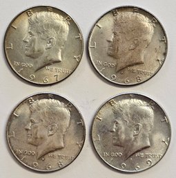 4 40 SILVER KENNEDY HALF DOLLARS 1967,1968D,1968D,1969D