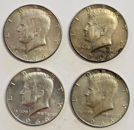 4 1966 KENNEDY HALF DOLLARS 40 SILVER