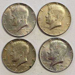 4 40 SILVER KENNEDY HALF DOLLARS (3)1967,1969D