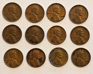 12 1930'S WHEAT PENNIES