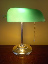 Brass Green Shaded Office Lamp