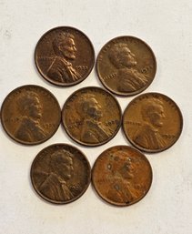 7 1920's Wheat Pennies