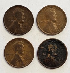 4 Wheat Pennies (2)1910, 1918,1919