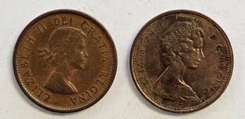 2 CANADIAN PENNIES ELIZABETH II DEL GRATIA REGINA