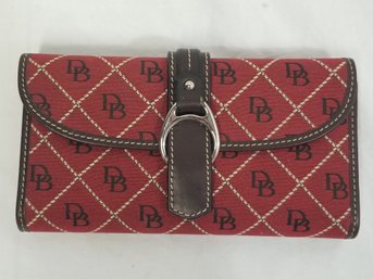 Dooney & Bourke Signature Logo Red & Brown Clutch Wallet