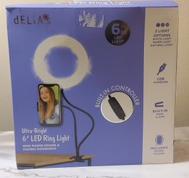 6' LED Ring Light With Phone Holder And Flexible Gooseneck