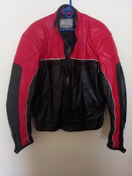X Element Red And Black Leather Jacket Size Xl