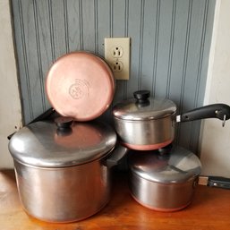 Set Of 4 Revere Pots And Pans