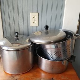 Revere Ware Stock Pot Stainer And Smaller Stock Pot